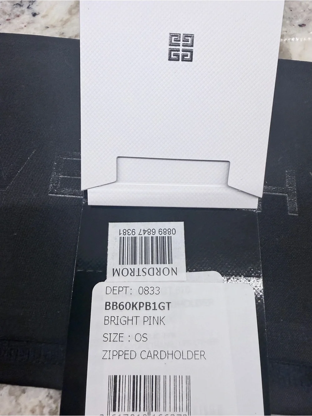 Givenchy Pink Embossed Logo Zipped Card Holder